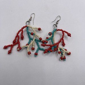 Vintage Hand Made Beaded Dangle Earrings